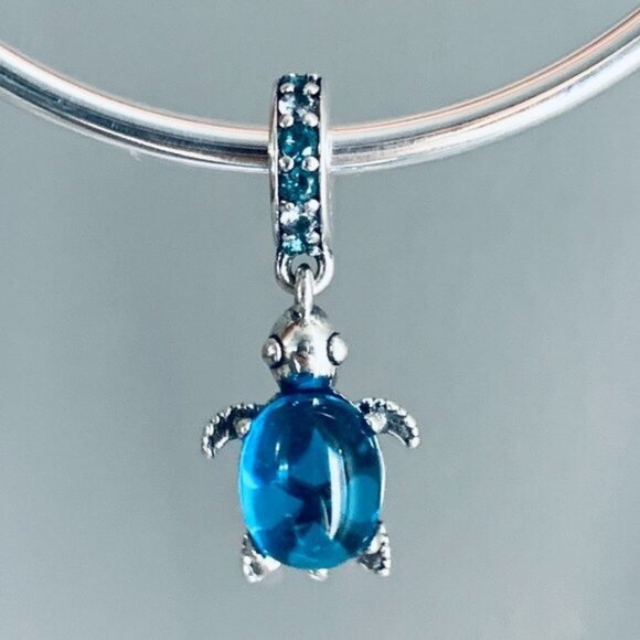 Pandora Murano Glass Sea TURTLE Dangle Charm - Picture 1 of 5